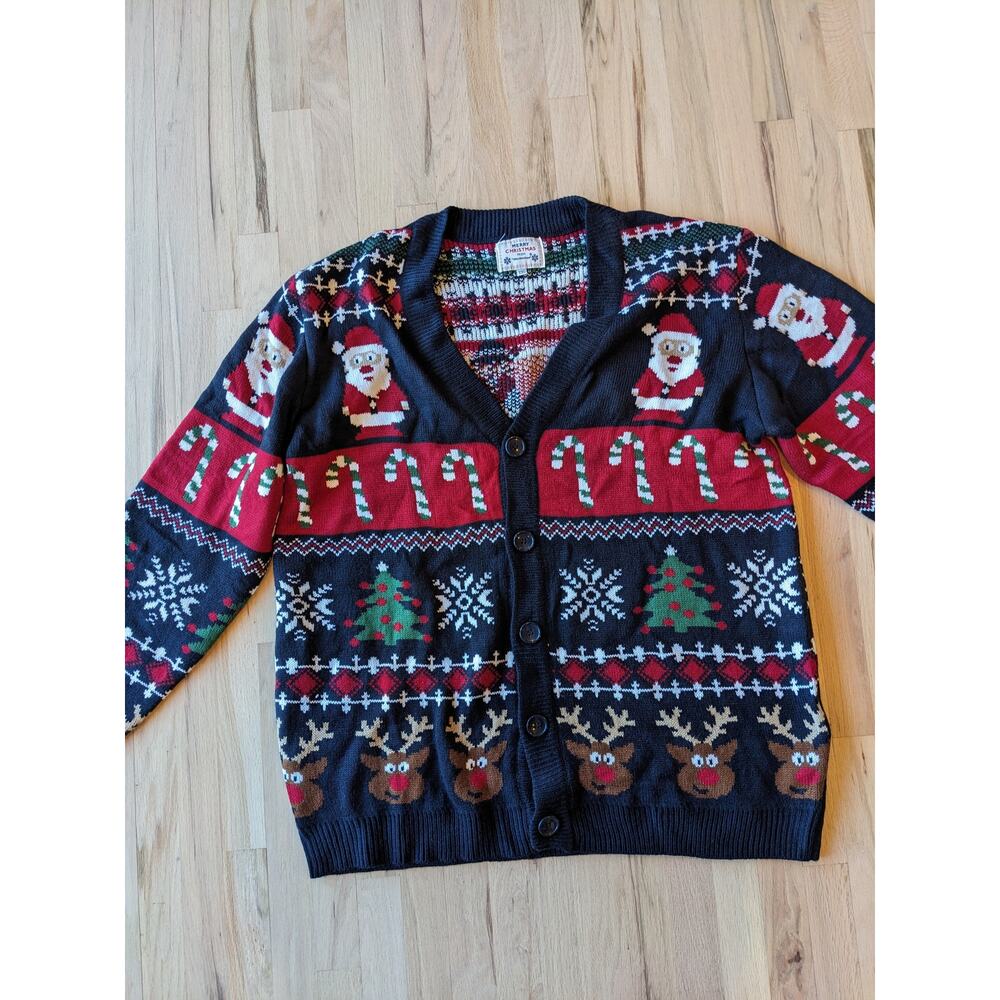Women's Christmas Santa Reindeer Holiday Festive Cardigan Size XXL